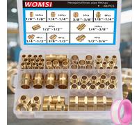 TEMU 40 piezas/66 piezas de de hex nut fittings 1/8" 1/4" 3/8" 1/2" 3/4" BSP male threaded quick connectors, adecuados para conexiones de tuberías de jardín, aceite, RV y cocina.