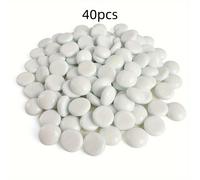 TEMU 40 piezas de cuentas planas de vidrio blanco, azulejos de mosaico fusibles para manualidades DIY, relleno de jarrón y decoración de jardín