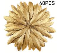 TEMU 40 plumas artificiales doradas - 6-8 pulgadas (15.2.3 cm), Suministros de artesanía premium para decoración de fiestas de , manualidades y adornos de ropa