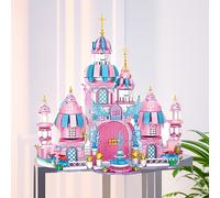 TEMU 401 Piezas de Princesa Rosa, Set de Construcción de Fantasía para Niñas, Villa de de , Decoración de Escritorio, Ideal para Regalos de Fiestas, una Mini Figura