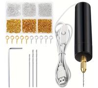 TEMU 405 Piezas Mini Taladro Eléctrico USB, Pequeño Taladro Manual con Ojo de , Perforadora Portátil Universal para Manos, Kit de Taladro Eléctrico USB