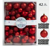 TEMU 42pcs Bolas Navideñas para Árbol de Navidad Bolas Colgantes de Colores Suministros de Decoración Navideña