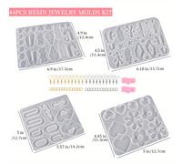 TEMU 44 Piezas Molde de Silicona para Aretes, Moldes de Resina Epoxi, , Flores, Hojas y Corazones, 40 Accesorios para Aretes, Moldes de Resina para Joyería DIY, Colgantes, Aretes, Collares y Llaveros