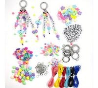 TEMU 452 piezas, Kit de manualidades para hacer llaveros, con flores y que se pueden ajustar, corazones y cuentas transparentes, para fiestas de y pequeños regalos.