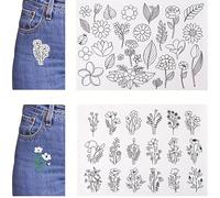 TEMU 46 Piezas de Patrones de Bordado Solubles en Agua, Papel de Bordado con Diseños Preimpresos, Estabilizador Soluble en Agua para Bordado, para Costura Manual DIY en Bolsas, Gorras y