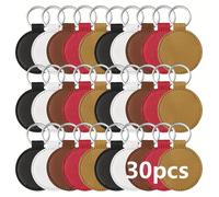 TEMU 48/30/32 piezas de llaveros de cuero , kit de llaveros de cuero PU, llaveros para grabado láser, suministros para hacer llaveros DIY con anilla y clip para llaveros