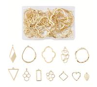 TEMU 48 piezas de colgantes de abierto de aleación surtidos en diversas formas, adecuados para resina, resina epoxi y elaboración de joyería de flores presionadas, que miden entre 22.5-49X14-37X1-3Mm.