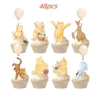 TEMU 48 piezas/set Disney Winnie the Pooh tarjeta de decoración para de , temática familiar, para mesa de postres y pastelería, regalo para