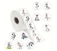 TEMU 480 pegatinas de dibujos animados de cebra | Autoadhesivas, forma redonda, , material de papel para botellas de agua, laptops, tablets, maletas, patinetas