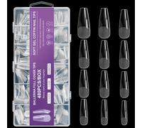 TEMU 480pcs Puntas de Uñas de Gel de Ballet, Largo Medio, Color Puro, Acabado , Medio Mate Transparente Cubierta Completa para Uñas para Uso DIY y de Salón