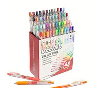 TEMU 48pcs, Bolígrafos de Gel AIHAO, Set de 48 Bolígrafos , de 0.5mm, Colores Surtidos para Dibujar, Diarios, Notas y