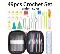 TEMU 49 Piezas Juego de Agujas de Tejer y Crochet para Bufandas, Zapatos, Bolsas, Manualidades DIY con Agujas de Aleación de Aluminio, Marcadores, Regla y Alfileres