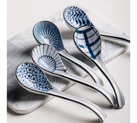 TEMU 4pcs/5pcs Vajilla de cerámica japonesa a , cucharas pequeñas para sopa, , postre y gancho, pintadas a con color esmalte a , hechas a