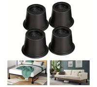 TEMU 4pcs Elevadores de Cama Ajustables de Resistencia - Elevadores de Muebles Redondos de 2" y 3" para Mesas, Escritorios, Sofás - Soporta 6,000 lbs, Negro, Elevadores de Estructura de Cama, Sofá