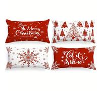 TEMU 4pcs Fundas de Cojín Lumbar Navideñas 12x20, Navidad Decoración de de Invierno para Cojines Decorativos de Vacaciones 12 x 20 para Decoración de Sofá de Habitación de Interior ()