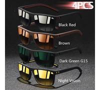 TEMU 4pcs Gafas de Sol Unisex Vintage Cuadradas con Estampado a Cuadros, Diseño y Lujoso para Hombre o Mujer, Antirreflejos Retro, Ideal para Viajes y Vacaciones , Marca de Lujo