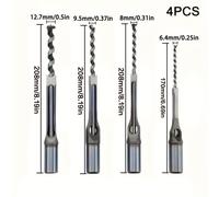 TEMU 4pcs Juego de brocas de agujero cuadrado para carpintería - Acero al carbono, sin recubrimiento, vástago para corte de y tenón de precisión - 6,, 8 mm, 9,5 mm, 12,7 mm