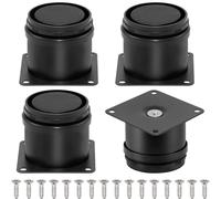 TEMU 4pcs Patas de Muebles de Acero Inoxidable de 4 Pulgadas Ajustables para Armarios y Cocina Redondas para Muebles DIY + 16pcs Tornillos (Negro 50x100mm)