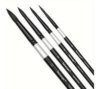 TEMU 4Pcs Pinceles de acuarela Pelo de profesional para pintor estudiante principiante Pintura acuarelas Acrílicos Tintas y Gouache Mango negro de terciopelo Suministros