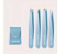 TEMU 4pcs Pinzas para Cejas Inclinadas de Acero Inoxidable de Calidad para la Eliminación de Pecas Finas, Herramientas de Maquillaje de Belleza para el Cabello Colorido