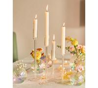 TEMU 4pcs Portavelas de Vidrio para Taper; Portavelas Decorativos para Velas para de Navidad, Fiestas, Recepciones de y Decoraciones de de Mesa