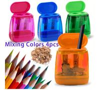 TEMU 4pcs Sacapuntas Manuales de Orificio con Tapas - Coloridos, Diseño Portátil para y Uso de Oficina