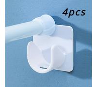 TEMU 4pcs Soportes Adhesivos Fuertes para Barra de Cortina de Ducha - Sin Taladro, Clips de Plástico Acabado en para Instalación de Barra Telescópica, Ideal para Uso en Baño