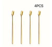 TEMU 4uds/6uds/12uds Cuchara de Acero Inoxidable con Mango Largo y Punta Cuadrada para Chocolate, Café, Postres, Helado y Té