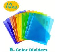 TEMU 5/10/15 Piezas Divisores de Carpeta Plásticos con Bolsillo Frontal y Pestañas para Carpetas de 3 Anillas, Multicolor