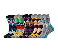 TEMU 5/10/20 de calcetines tejidos de dibujos animados, novedad , casual, unisex, , novedad , regalo, transpirable, , estilo callejero, calcetines cortos, unisex para Batman, Superman, Bunny Bites