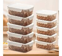TEMU 5/10pcs Contenedores de Almacenamiento de Alimentos a Prueba de Fugas - 850ml/1400ml, para Microondas, Diseño Apilable para Cocina y Uso Exterior,