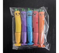 TEMU 5 bolígrafos de gel negros con forma de de simulada de dibujos animados, con cuerpo retráctil y en la parte inferior para que se mantengan en pie, un artículo de papelería y para