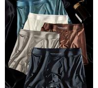 TEMU 5 calzoncillos bóxer de lujo para hombre, sin costuras, de malla de fibra de hielo, calzoncillos largos cómodos para dormir, pantalones de pierna larga para hombre