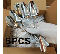 TEMU 5 cucharas de cena plateadas de acero inoxidable | Cucharas grandes de 7.9 pulgadas, , aptas para lavavajillas, ideales para el hogar, restaurante, Navidad, Halloween, fiestas