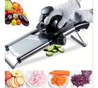 TEMU 5 cuchillas ajustables para mandolina - 1 juego de cuchillas de vegetales de acero inoxidable - Rallador profesional para vegetales, ralladores de cebolla, rallador de papas, accesorios de cocina