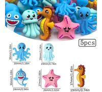TEMU 5 Cuentas de Silicona, Serie de Animales Marinos 3D: , Medusa, , Cuentas Espaciadoras Suelas, Adecuadas para la Fabricación de Joyería a , Decoraciones y Regalos Festivos