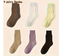 TEMU 5 de Calcetines de Mujer con Forro Polar Pantorrilla | Calcetines Deportivos Casuales Cálidos para , Otoño e Invierno, Color Aleatorio, Lavables a Máquina