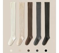 TEMU 5 de Calcetines Térmicos para Mujer - Antideslizantes, Largo Muslo Extendido, Suaves y Cómodos para Campus y Uso Casual, Colores (/Beige/), Medias Altas