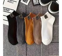 TEMU 5 de Calcetines Tobilleros para Hombre Antiodor y Absorción de , Diseño Retro con Patrones de Montaña , Colores Neutros Surtidos para /Verano, Moda Deportiva Casual, Calidad