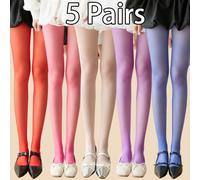 TEMU 5 de pantimedias transparentes ultrafinas para y verano, medias sexys estilo caramelo colorido, suaves y cómodas, múltiples colores para elegir, pantimedias y calcetines para mujer