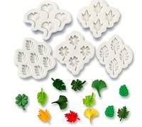 TEMU 5 moldes de silicona multi-cavidad | Hoja de Ginkgo, Hoja de , Hoja de Espalda de , para Pastel, Fondant, Galletas, Jabón, , , Chocolate, Dulces duros, Postre, Decoración de Velas