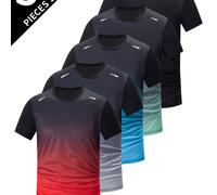 TEMU 5-Pack Camisetas de Manga Corta para Hombre, Cuello Cambio de Color , Transpirables y Rápidas para Entrenamiento y Running