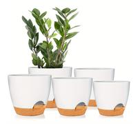 TEMU 5-Pack Macetas autorriego - Macetas de plástico de 7/6.5/6/5.5/5 pulgadas - Perfectas para plantas de interior, suculentas, planta serpiente, africana ¡y más!