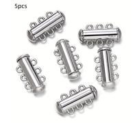TEMU 5 piezas/ 2-6 hebras Aleación Tubo Deslizante Cierre Broches Conector | Aleación de , Ideal para Collar y Pulsera de Capas de Múltiples Hebras y Fabricación de Joyería