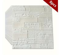 TEMU 5 piezas/8 piezas Adhesivo de pared 3D de ladrillo | Papel tapiz de PVC autoadhesivo para y pegar con real en relieve para , dormitorio, de TV - Decoración fácil para el hogar