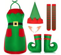 TEMU 5 piezas de conjunto de accesorios de traje de de mujeres, fiesta festiva de vacaciones - delantal de de poliéster, , orejas de puntiagudas, cubiertas de zapato rizadas y a