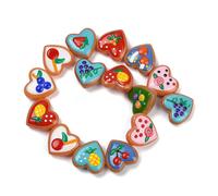 TEMU 5 piezas de cuentas decorativas de cara con diseño de corazones y en color - Cuentas sueltas texturizadas de cara, ideales para la elaboración de pulseras / collares