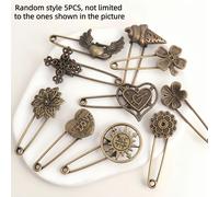 TEMU 5 piezas de hebilla de broche retro creativa, hebilla de broche de seguridad, adiciones de metal, adiciones hechas a , estilos aleatorios