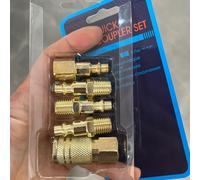 TEMU 5 piezas de juego de acopladores rápidos, accesorios de manguera de aire de metal 1/4NPT, estándar de universal, tapas de acoplador de latón para compresor de aire