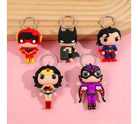 TEMU 5 piezas de llavero de silicona de DC Batman, Superman - Lindo colgante de teléfono de dibujos animados, llavero de coche, accesorios de bolsos, de de fiestas, diseño de personajes vívidos